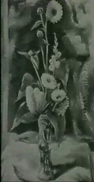 Flowers In A Vase Oil Painting by Bror Julius Olsson Nordfeldt