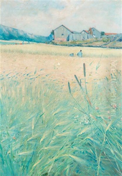 Vid Skordetid, Bohuslansk Bygd Oil Painting by Karl Nordstroem