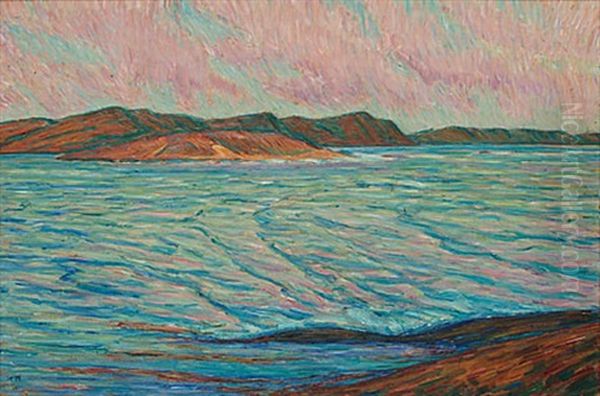 Havsgattet I Solnedgang - Inloppet Till Kyrkesund Oil Painting by Karl Nordstroem