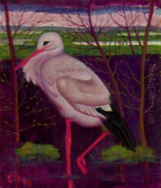Stork I Karr Oil Painting by Ernst Norlind
