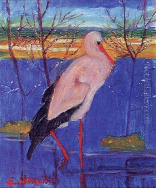 Stork I Karr Oil Painting by Ernst Norlind