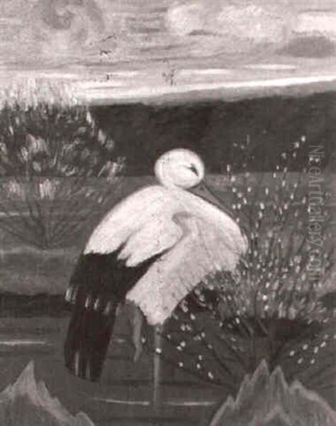Stork I Karr Oil Painting by Ernst Norlind