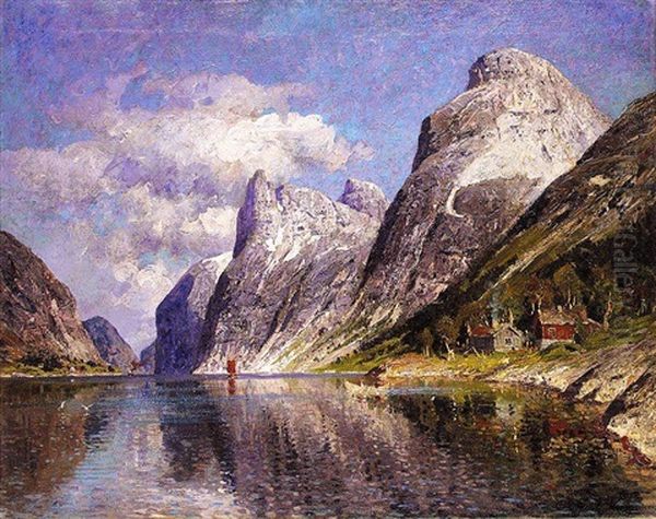 Utsyn Mot En Vestlandsfjord (a View Of A Fjord) Oil Painting by Adelsteen Normann