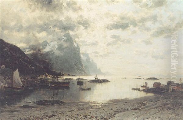 The Harbour Oil Painting by Adelsteen Normann