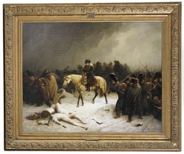 Napoleon's Retreat From Russia (napoleons Ruckzug Aus Russland) Oil Painting by Adolf Northen