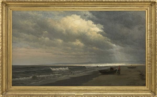 Figures And A Dory On The Coast Oil Painting by William Edward Norton