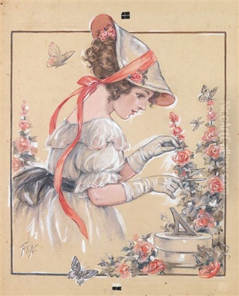 The Time Of The Rose Oil Painting by Florence E. Nosworthy