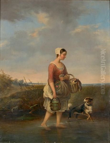 Jeune Paysanne Allant Aux Champs Oil Painting by Emanuel Noterman