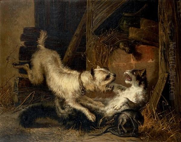 Combat De Chien Et Chat Oil Painting by Zacharias Noterman