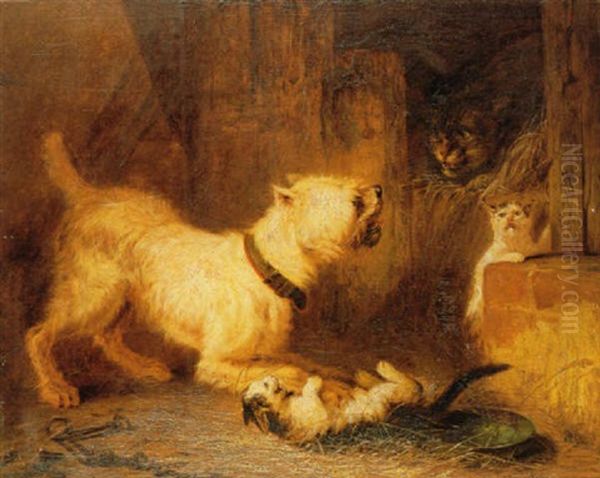 Chien Decouvrant Le Repaire Des Chats Oil Painting by Zacharias Noterman
