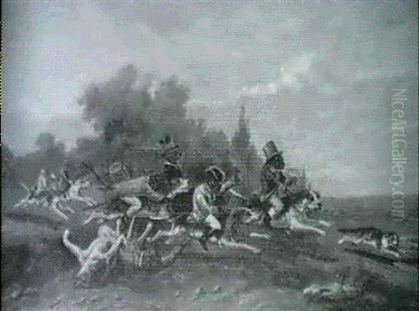 Monkeys Hunting Oil Painting by Zacharias Noterman