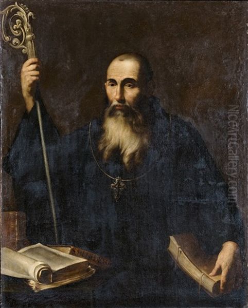 Der Heilige Benedikt / Santo Benedetto Oil Painting by Pietro Novelli