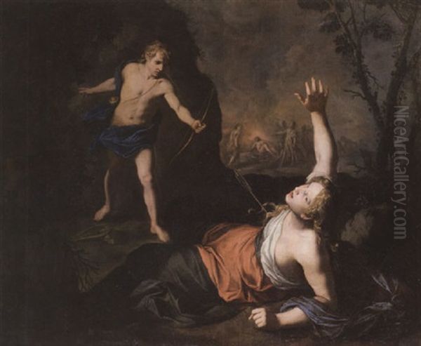 Apollo E Coronide Oil Painting by Pietro Novelli