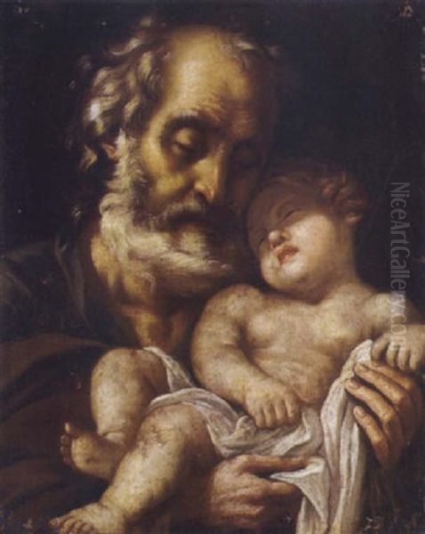 San Giuseppe Con Il Bambino Gesu Oil Painting by Pietro Novelli
