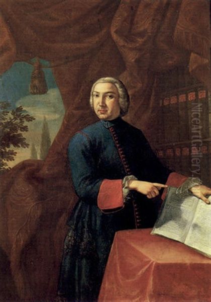 Ritratto Di Dotto Che Indica Un Grande Libro Aperto Oil Painting by Pietro Novelli