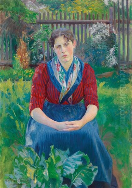 Country Girl From The Wachau Oil Painting by Anton Nowak