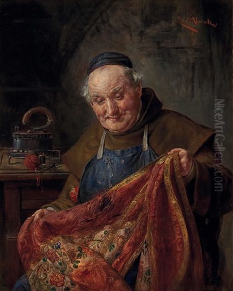 Monchsbruder Beim Reparieren Einer Zierdecke Oil Painting by Ernst Nowak