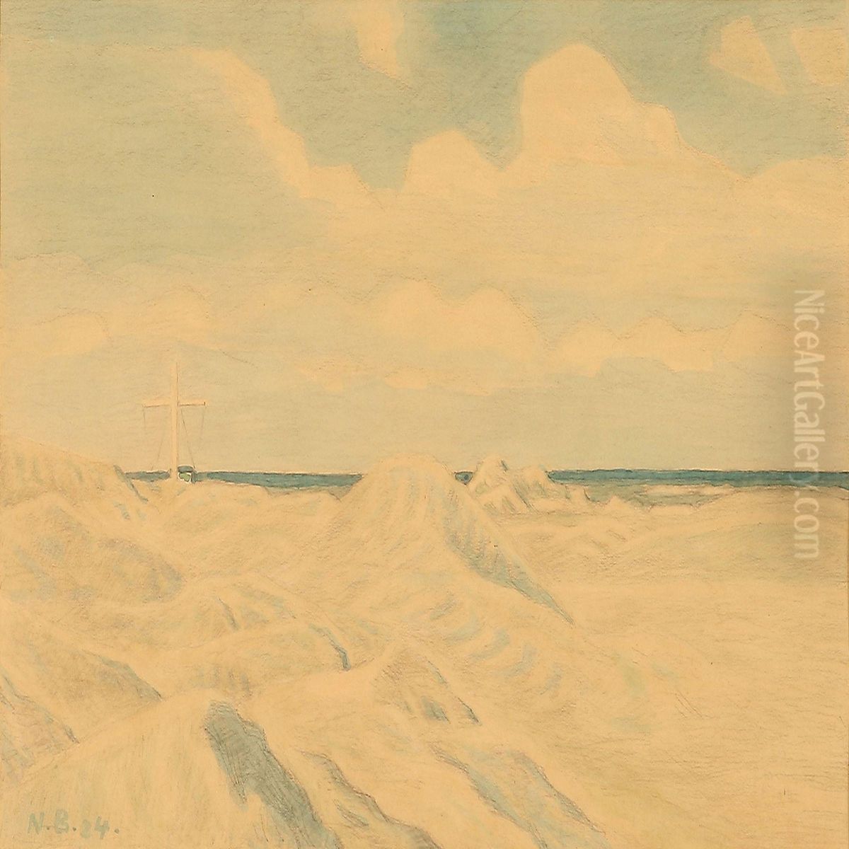 Three Landscape Compositions Oil Painting by Niels Bjerre