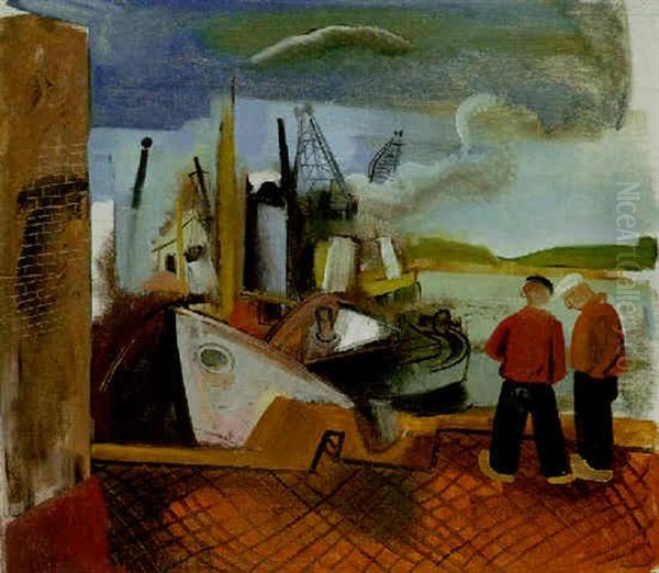 Zwei Manner Am Hafen Oil Painting by Felix Nussbaum