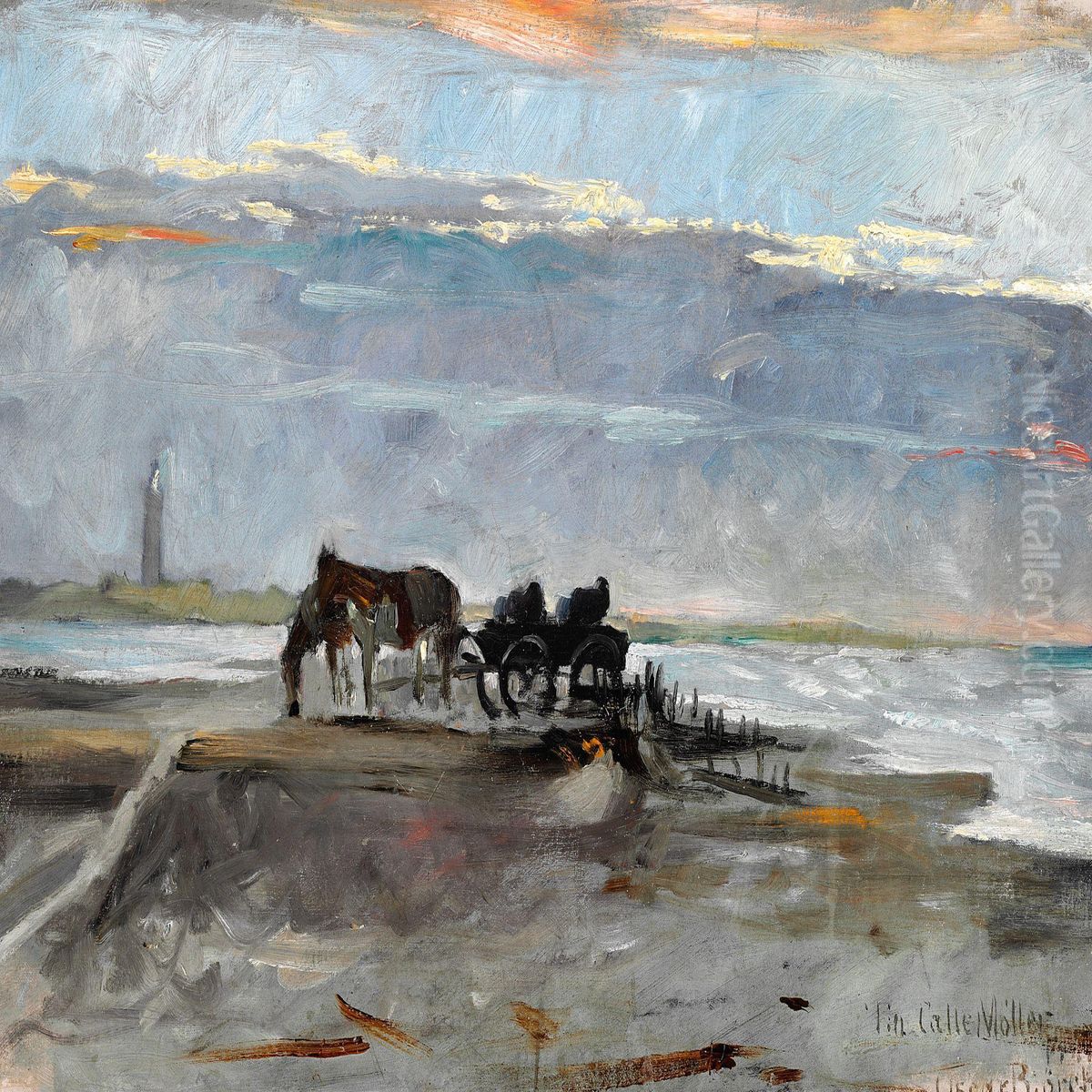 View Of Skagen Lighthouse Oil Painting by Gustav Oscar Bjorck