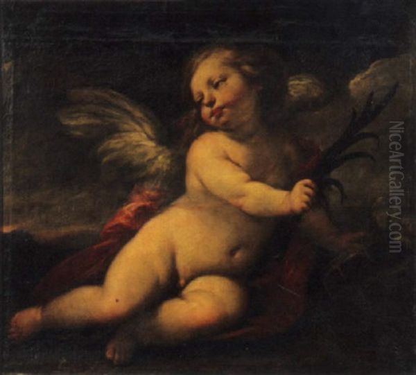 Putto Con I Simboli Del Martirio; La Corda Di Spine, La Palma Ed Il Giglio Oil Painting by Carlo Francesco Nuvolone