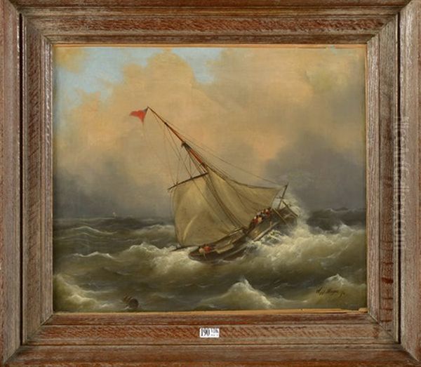 Bateau Dans La Tempete Oil Painting by Wijnand Jan Joseph Nuyen