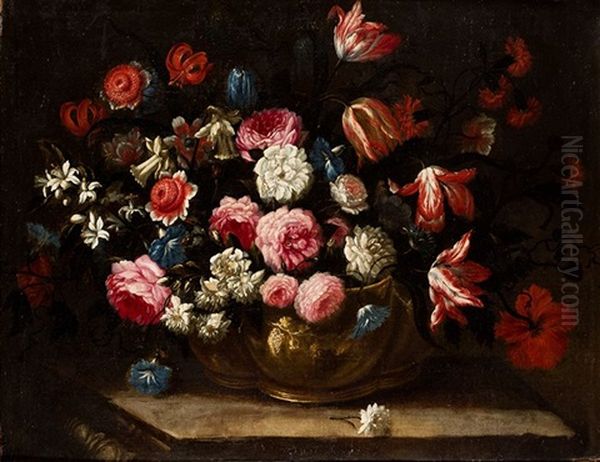 Centro De Mesa Con Flores Oil Painting by Mario Nuzzi Mario Dei Fiori