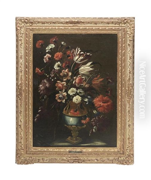 Still Lifes Of Flowers (2) Oil Painting by Mario Nuzzi Mario Dei Fiori