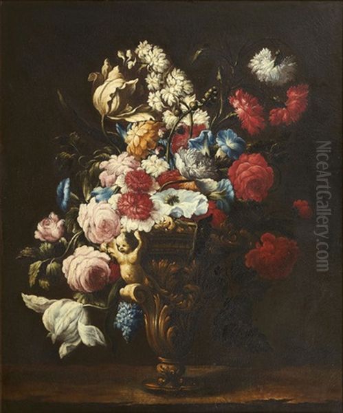 Bouquet De Fleurs Oil Painting by Mario Nuzzi Mario Dei Fiori