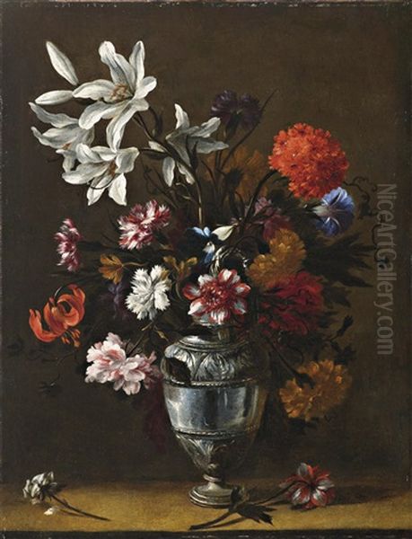Blumen In Einer Vase Oil Painting by Mario Nuzzi Mario Dei Fiori
