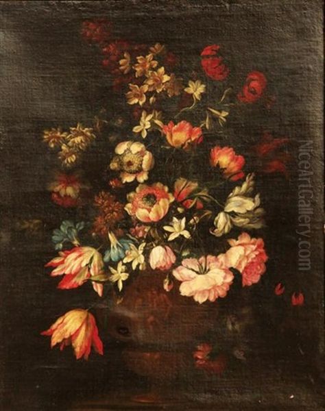 Bouquet De Fleurs Oil Painting by Mario Nuzzi Mario Dei Fiori