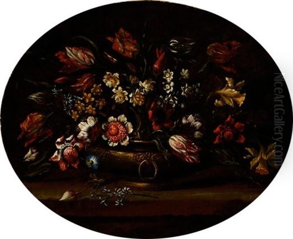 Still-life With Flowers Oil Painting by Mario Nuzzi Mario Dei Fiori