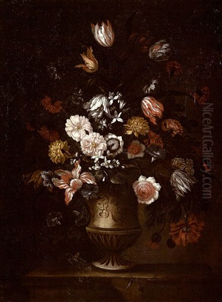Vase De Fleurs Oil Painting by Mario Nuzzi Mario Dei Fiori