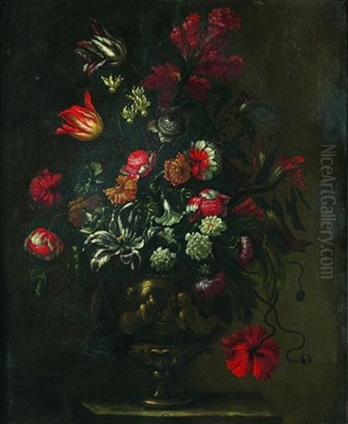 Nature Morte Au Vase De Fleurs Oil Painting by Mario Nuzzi Mario Dei Fiori