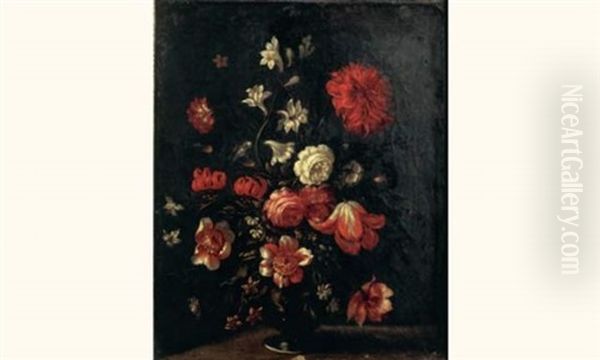 Bouquet De Fleurs Oil Painting by Mario Nuzzi Mario Dei Fiori