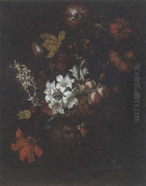 Natura Morta Con Vaso Di Fiori Oil Painting by Mario Nuzzi Mario Dei Fiori