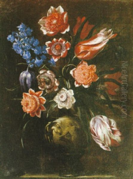 Blomsterstilleben Oil Painting by Mario Nuzzi Mario Dei Fiori