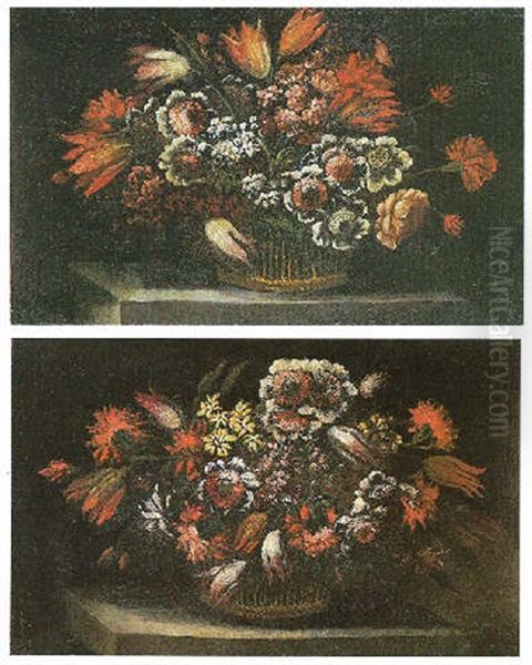 Fiori In Un Cesto Oil Painting by Mario Nuzzi Mario Dei Fiori