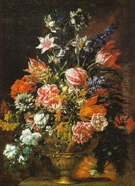 Vaso Di Fiori Oil Painting by Mario Nuzzi Mario Dei Fiori