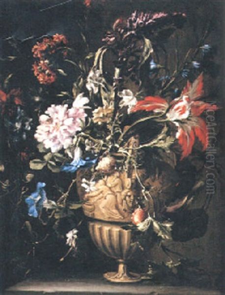 Blomsterstilleben Oil Painting by Mario Nuzzi Mario Dei Fiori