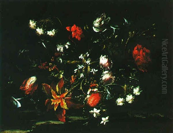 Still Life Of Flowers Oil Painting by Mario Nuzzi Mario Dei Fiori