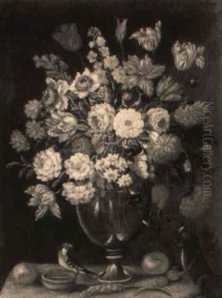 Roses, Tulips, Poppies, Poppy Anemones, Carnations And Other Flowers Oil Painting by Mario Nuzzi Mario Dei Fiori