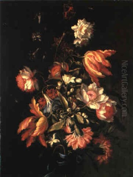 Mazzo Di Fiori Con Anemoni E Fiori D'arancio Oil Painting by Mario Nuzzi Mario Dei Fiori