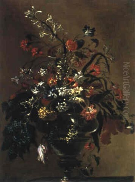 Vaso Su Tela Oil Painting by Mario Nuzzi Mario Dei Fiori