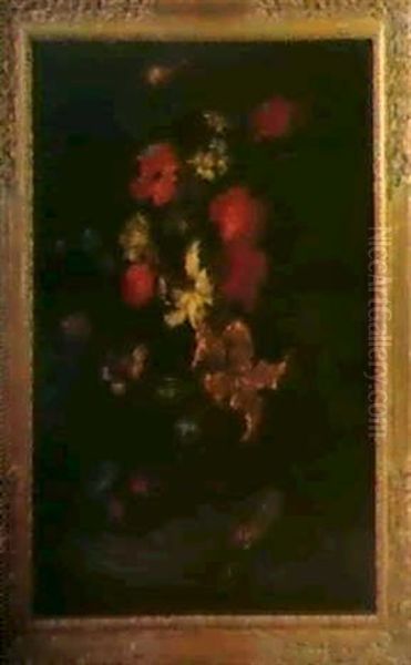 Stilleben Mit Blumen Und Fruchten. Oil Painting by Mario Nuzzi Mario Dei Fiori