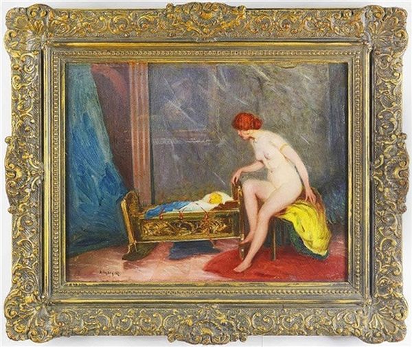 Motherly Love Oil Painting by Albert Nyary