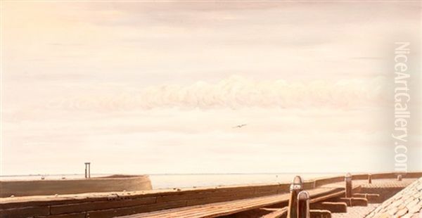 Havenhoofd Te Hellevoetsluis Oil Painting by Dirk Nyland