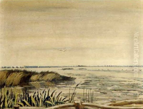 A Quiet Lake Oil Painting by Dirk Nyland