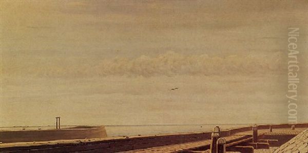 Havenhoofd Te Hellevoetsluis Oil Painting by Dirk Nyland