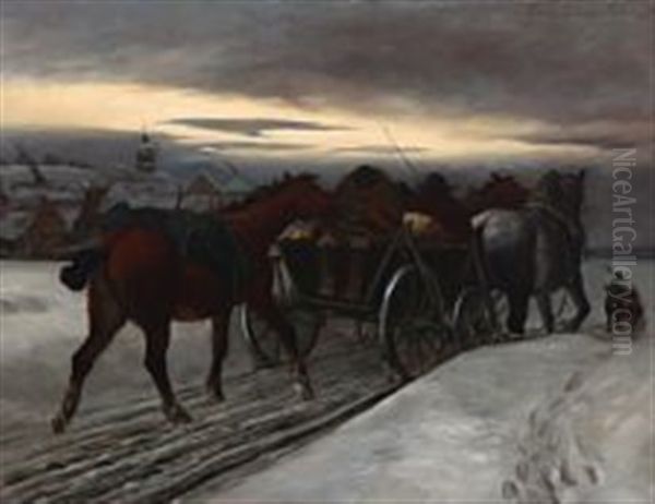 On The Way Home Oil Painting by Franz O鈥橲tueckenberg